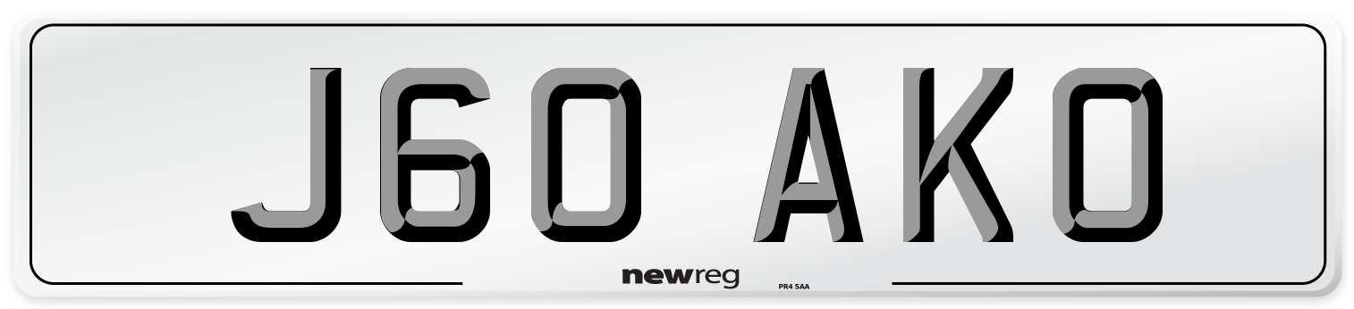 J60 AKO Number Plate from New Reg
